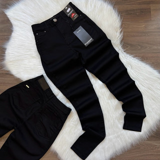Calça Jeans Preta Feminina Modeladora Lycra Cintura Alta Premium Clement