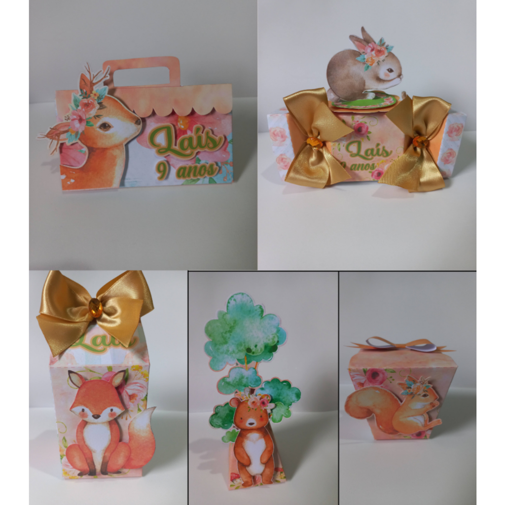 Kit Caixinhas Personalizadas para Festa Infantil | Lembrancinha de Aniversário | Tema Bosque