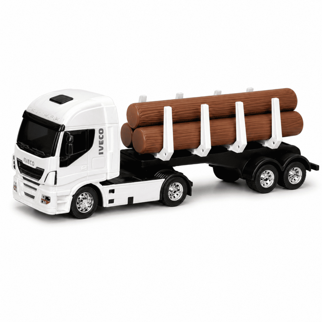 Caminhão Iveco Hi-Way Com Toras Usual Brinquedos 40cm Carreta Florestal Infantil Rodas Livres