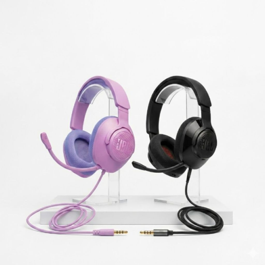 Kit 2 Fones de Ouvido Gamer JBL Quantum 100 original Preto e Violeta Headset com Fio P2 Microfone Silenciável Arco Confo