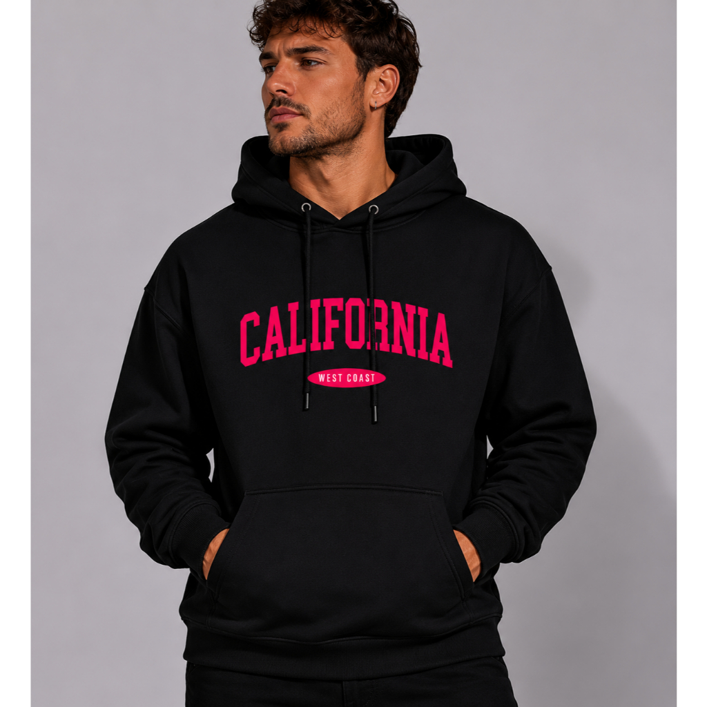 Moletom Masculino California Preto Streetwear Oversized Algodão Premium  Estampado Blusa de Frio Alta Qualidade