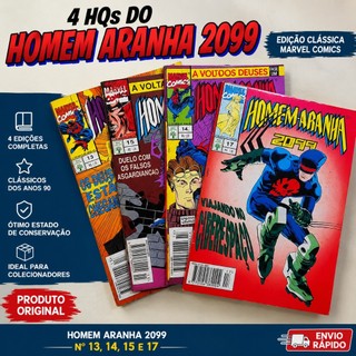 Lote 4 Gibis HQ Homem-Aranha 2099 Nº 13, 14, 15, 17 Marvel Anos 90 Edições Clássicas de Colecionador