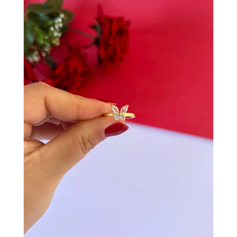 ANEL BORBOLETA COM NAVETES BANHADO A OURO 18k