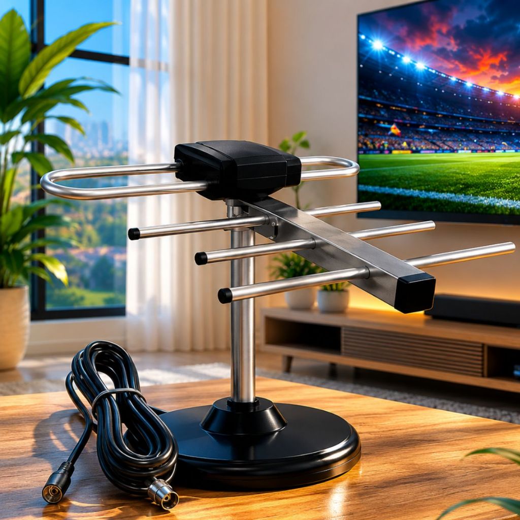 Antena digital para tv hdtv interna externa cabo 5 Metros Base VHF UHF FM