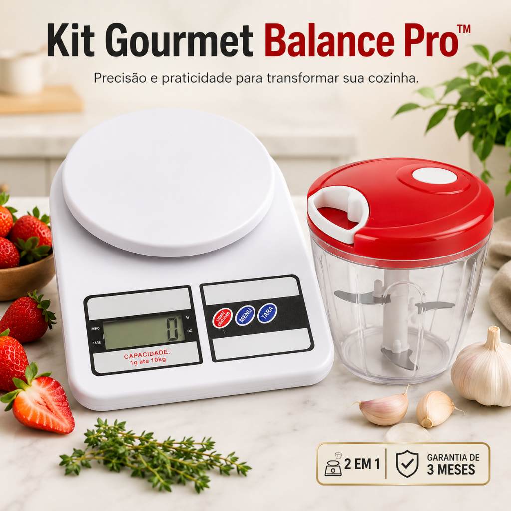 Balança Digital Cozinha Tara Kit Mini Processador Manual 10kg Precisão 700ml 5 Lâminas