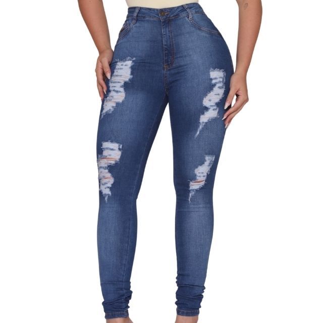 1062 - Calça Jeans Feminina Skinny  Destroyed Lançamento Carmen Carmenere