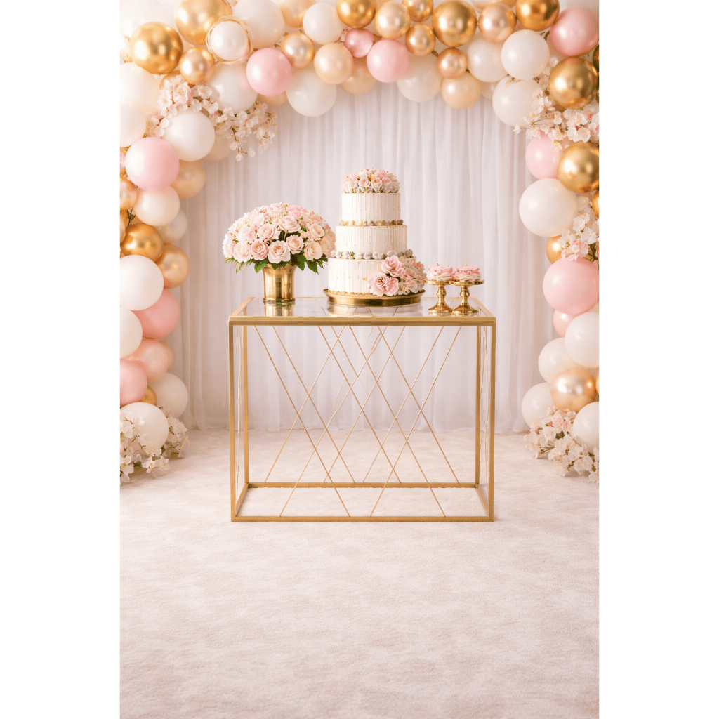 Mesa Teia Cruzada Treliça Para Decoração Festas Ferro Dourada — imagem 2 de 2