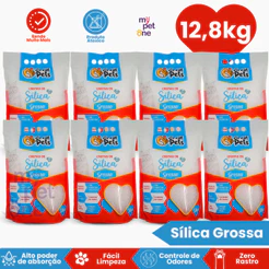 Kit 8 Areia Sílica Grossa Great Pets para Gatos - 1,6 Kg