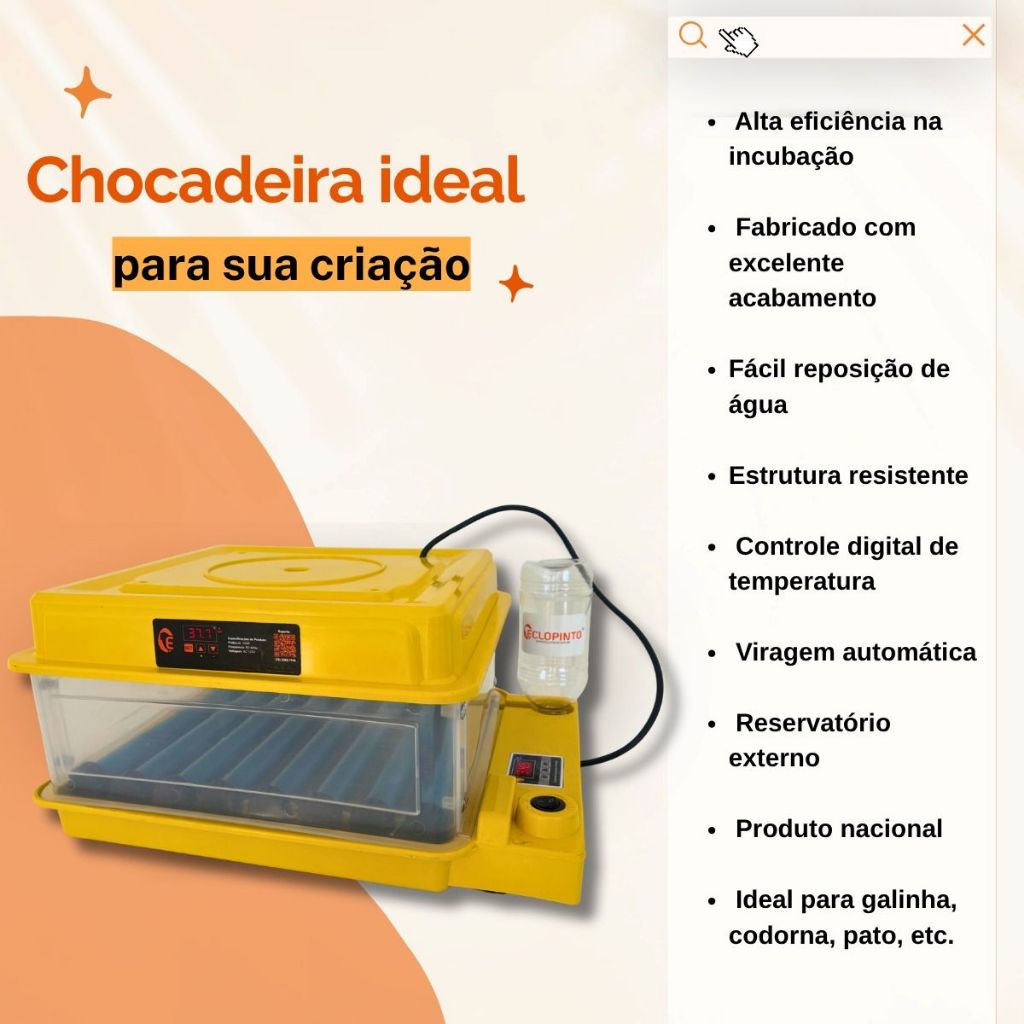 Chocadeira Eclopinto 20 Ovos Digital Viragem Automática Por Roletes