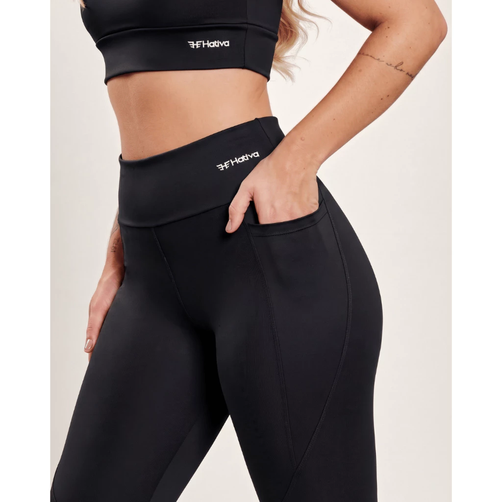 CALÇA LEGGING POLIAMIDA COM BOLSO FEMININA CÓS ALTO PROTEÇÃO UV50+ — imagem 1