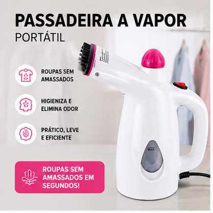 Passadeira Vapor Portátil 900W Bivolt , Alisa Roupas em Segundos, Higieniza + Escova Grátis