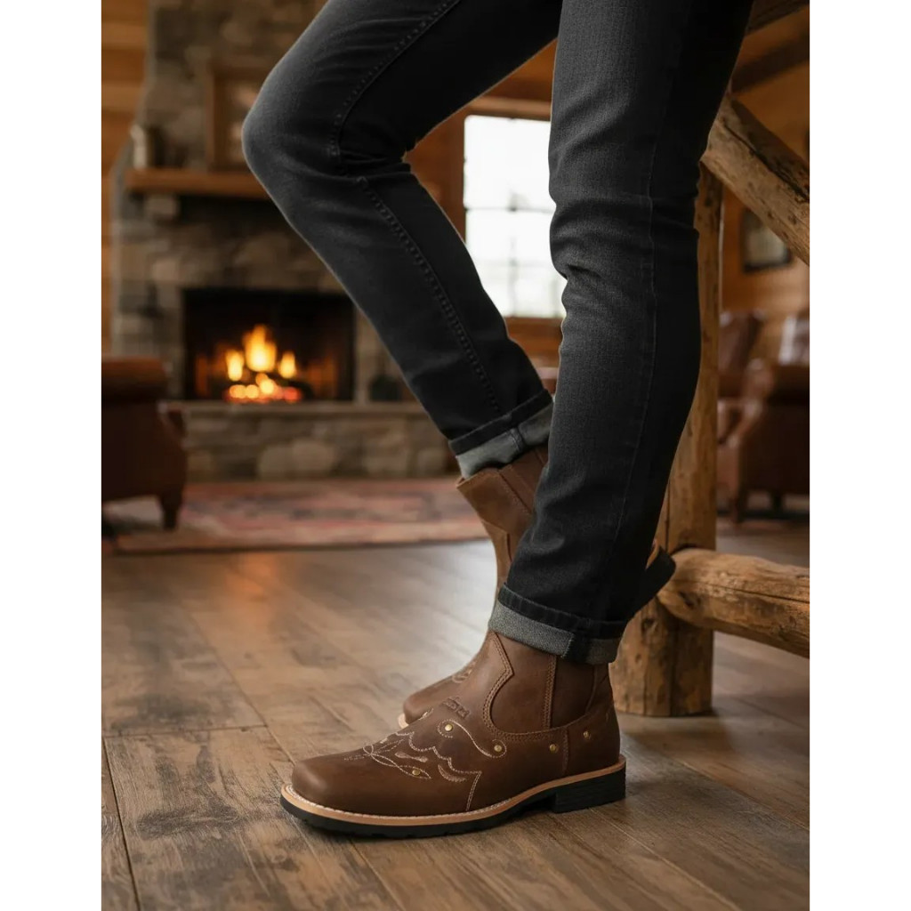 Botina Feminina Zebu Mustang Terra Bico Quadrado Country Com Excelente Durabilidade