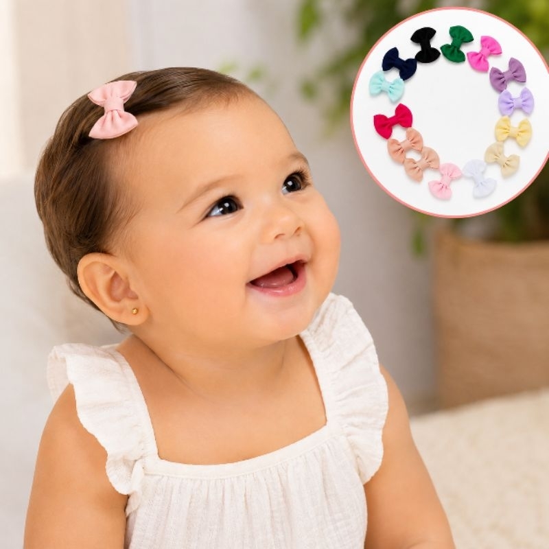 kit 10 mini Laço bebê menina recém nascida presilha encapada/com borrachinha antideslizante cores sortdidas