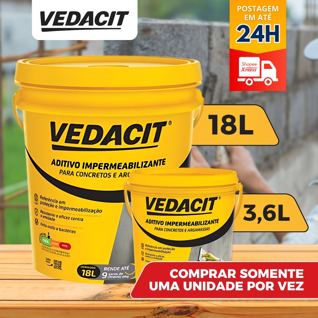 Aditivo Impermeabilizante Vedacit (Balde 18 e 3,6 litros) - VEDACIT - Concreto e argamassa