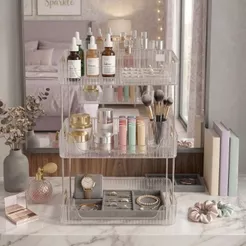 Prateleira Organizadora 3 Andares Acrílico Transparente Luxo Maquiagem Perfume Cosméticos