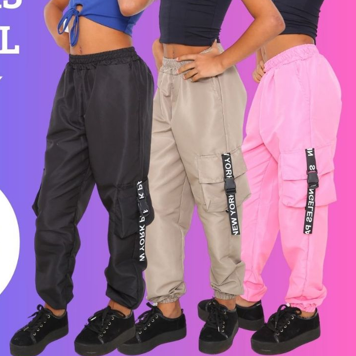 Calça Infantil Feminina Para Meninas Estilosas Calça Jogger Cargo 4 Bolso Tecido Tactel Moda Crianças