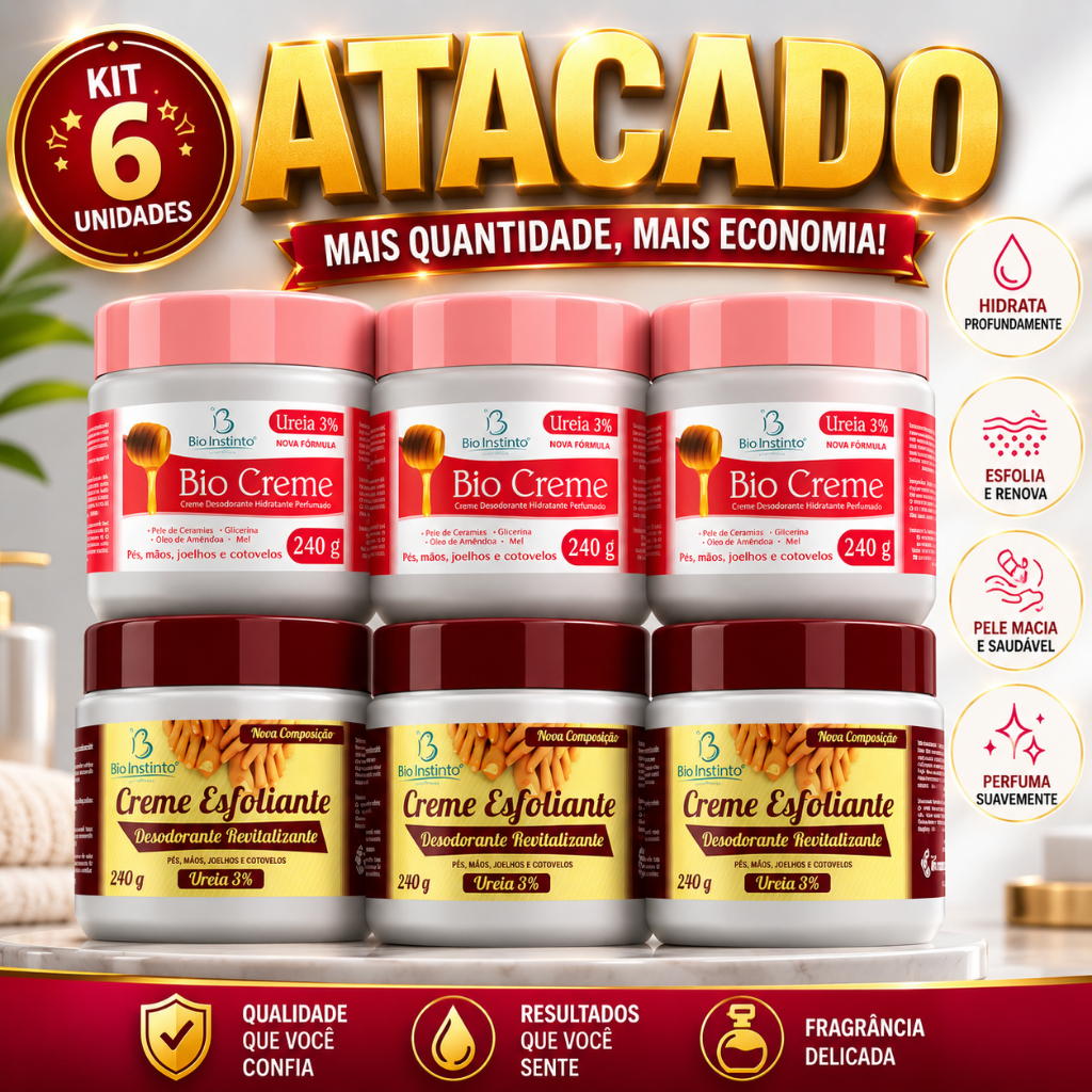 Kit spa dos pés Creme Hidratante e Esfoliante Tira casco e rachaduras Manicure Bio Instinto Atacado