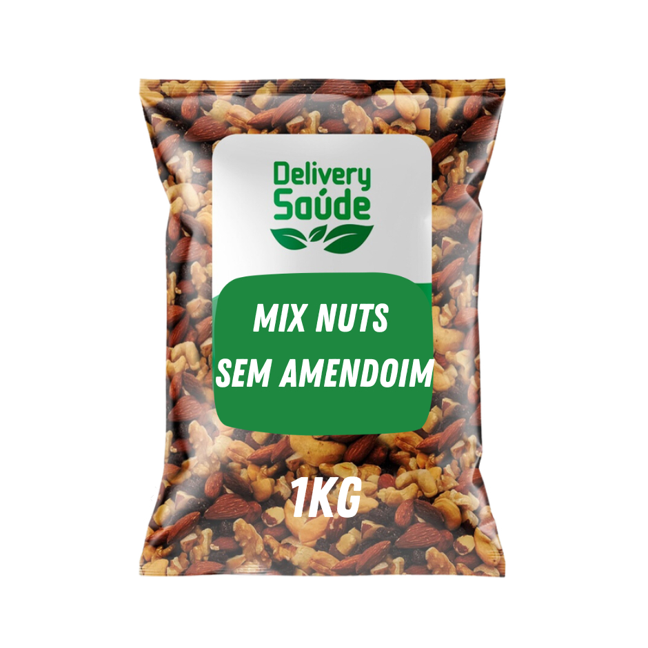 Mix de Nuts Sem Amendoim Castanhas do Pará/Caju/Amêndoas Cruas/Nozes/Uva Passas/Goji Berry 500g/1Kg