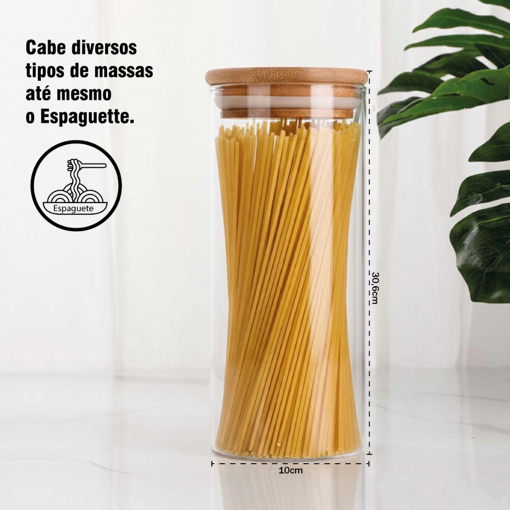 Kit 5 Potes de Vidro com Tampa de Bambu para Condimentos e Alimentos — foto 9