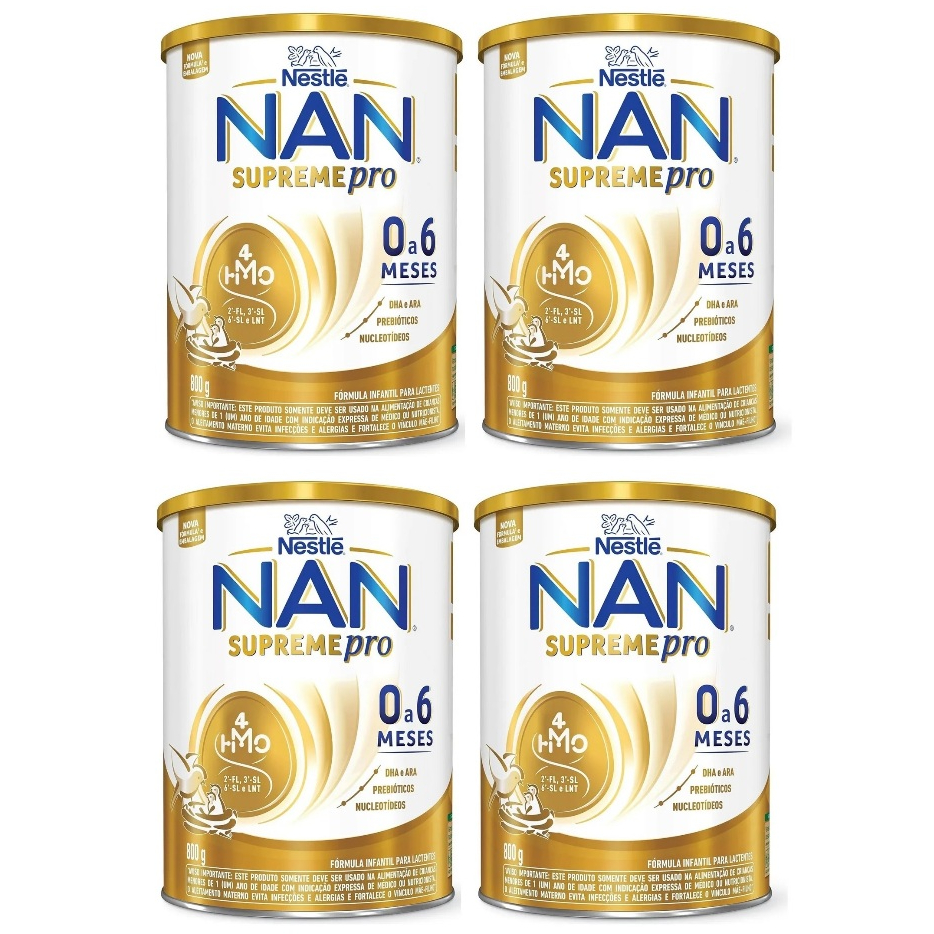 Kit 4 Latas NAN SUPREME (0 a 6 Meses) 800g cada (AMARELO) EQ.1