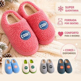 Pantufa Peluciada Quentinha Inverno Chinelo de Casa Pantufas Pelucia Confortavel Cooky