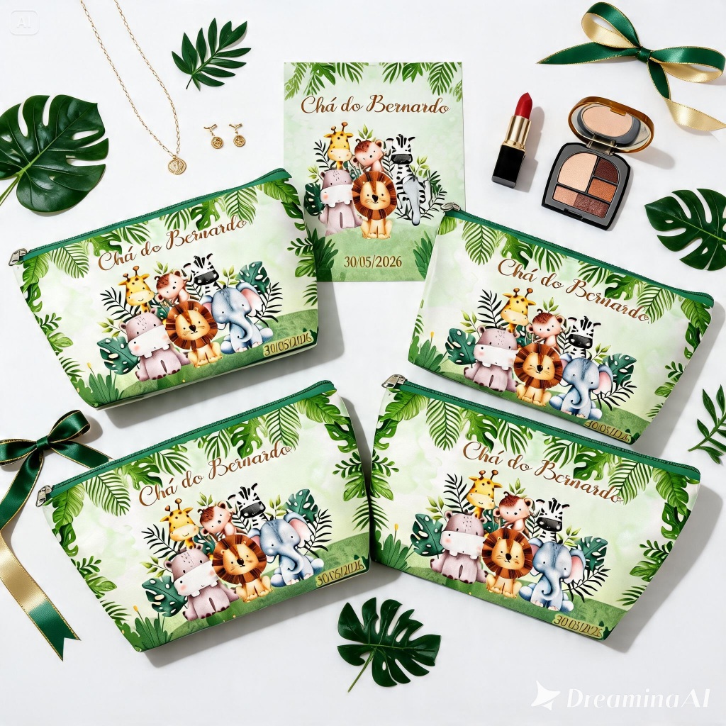Kit 20 Necessaire Personalizada Tema Safari Lembrancinha Personalizada Bolsa de festa Aniversário Chá de bebê Batizado