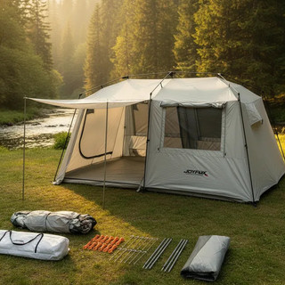 Barraca Camping Automática Joyfox Family Luxe 15 Pessoas 420x320x240cm Impermeável 4000 mm Grande Varanda Barraca