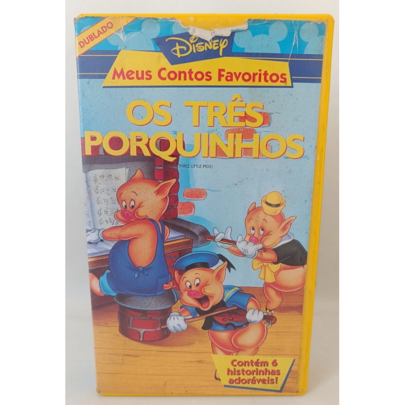 VHS Os Três Porquinhos Dublado Disney Meus Contos Favoritos desenho filme infantil clássico colecionador