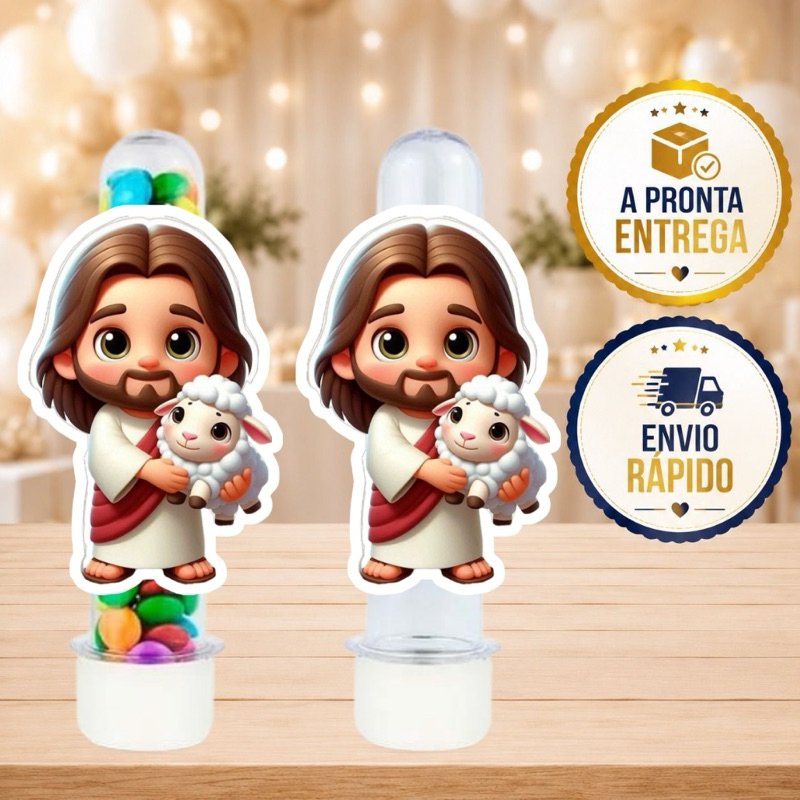 Apliques para tubete O Bom Pastor Menino Jesus Ovelha decoração para lembrancinhas festas aniversários infantis