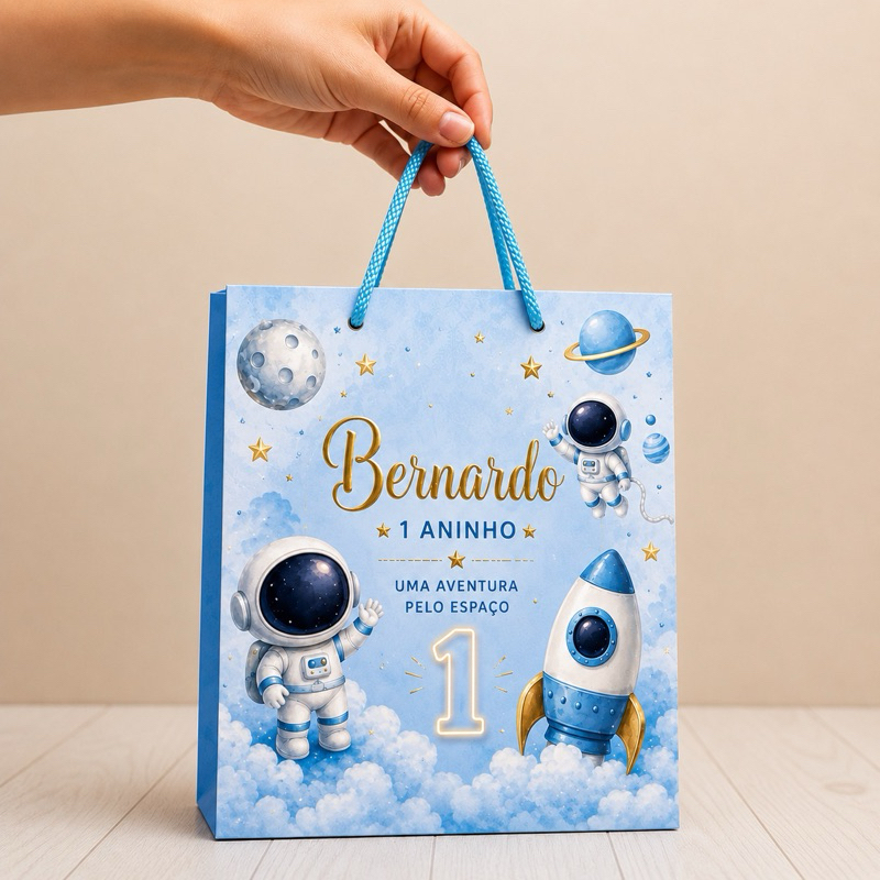 Sacolinha P & M astronauta Personalizados /Lembrancinha de Festa /Aniversário