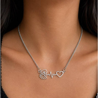Cordão Choker Prata Amor por Cachorros Aço Inoxidável Antialérgico
