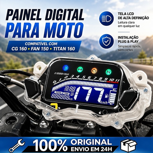 Painel Digital LED Velocímetro Compatível Titan 160 Fan 2014 até 2024