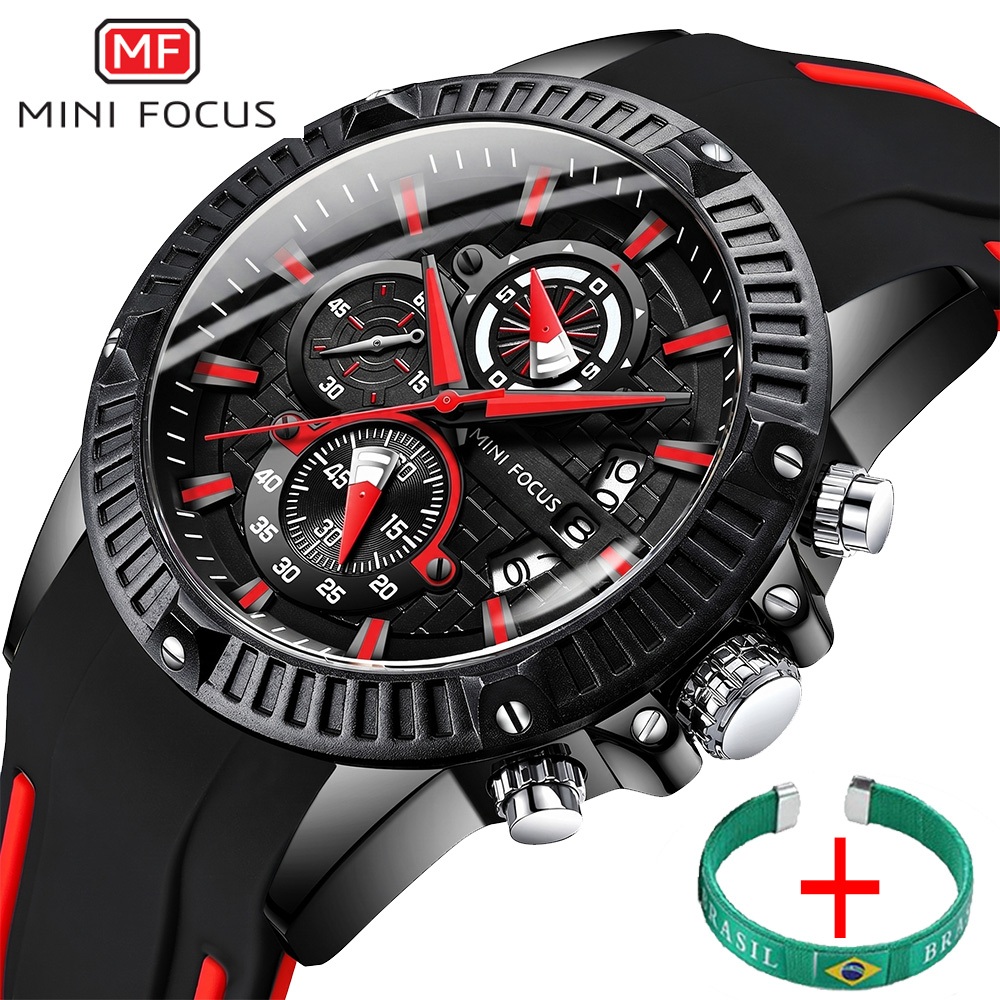 MINI FOCUS relógio masculino original moda date à prova d'água silicone relogio analógico de quartzo