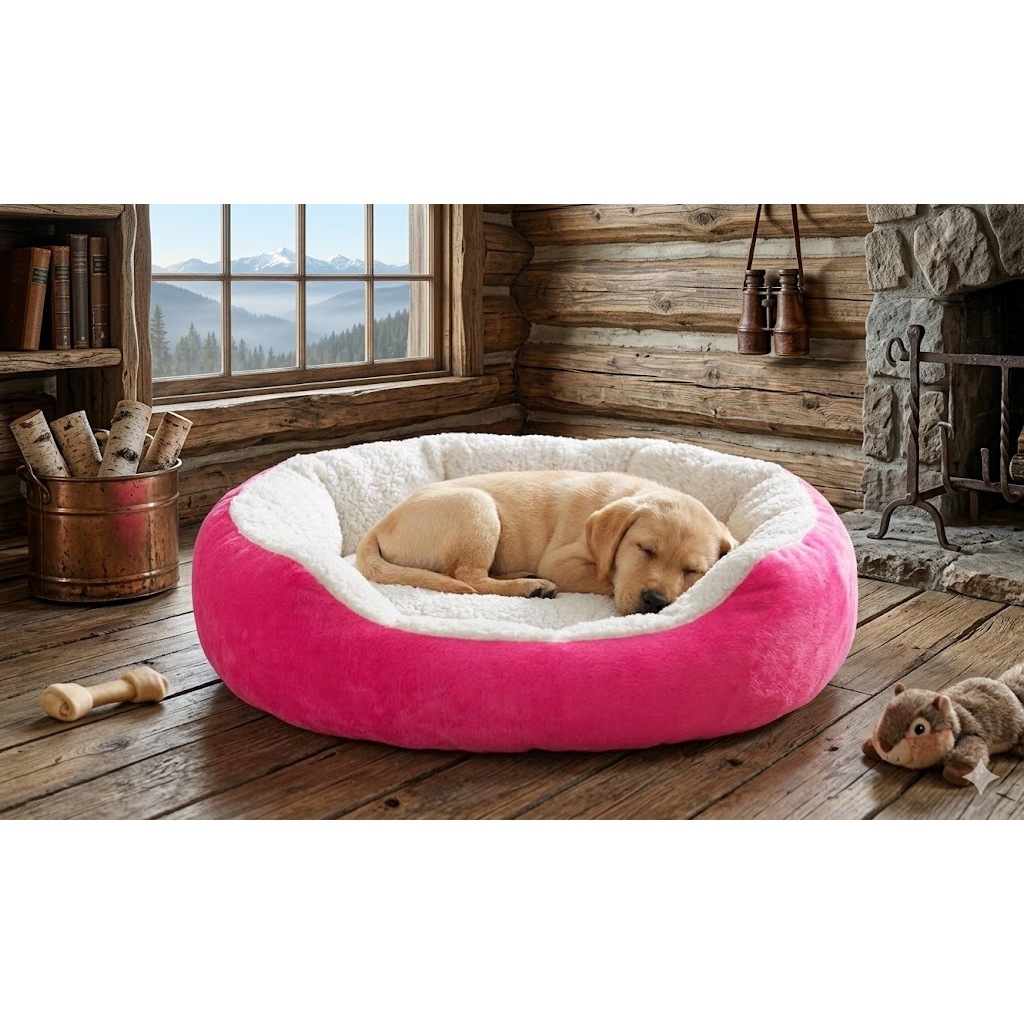 Cama Pet Caminha Redonda Nuvem Pelúcia Cachorro Gato 70 X 70 Rosa