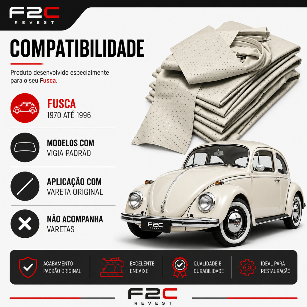 Forro De Teto Fusca 1968 á 1996 Pontinho Branco