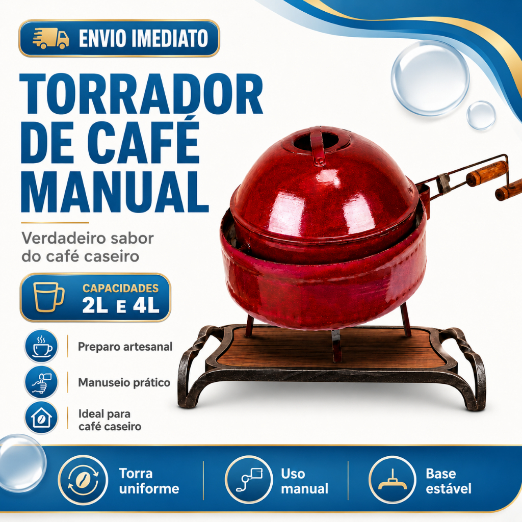 Torrador Café Manual Minasul Tipo Bola N° 4 Para Fogão a Lenha - 4 e 2 Litros