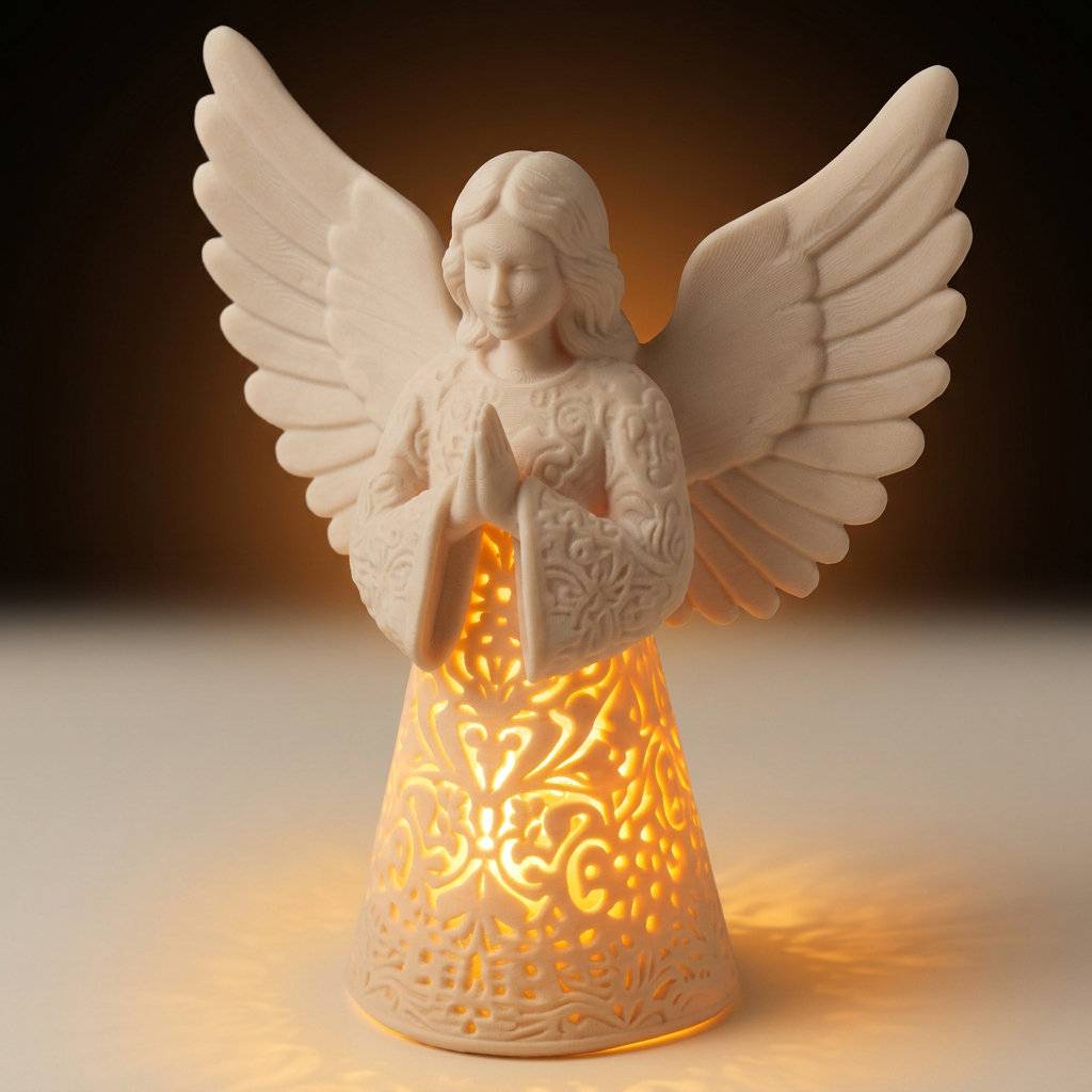 Anjo de Luz Decorativo com LED Luminária Anjo Rendado Enfeite Presente Decoração Casa