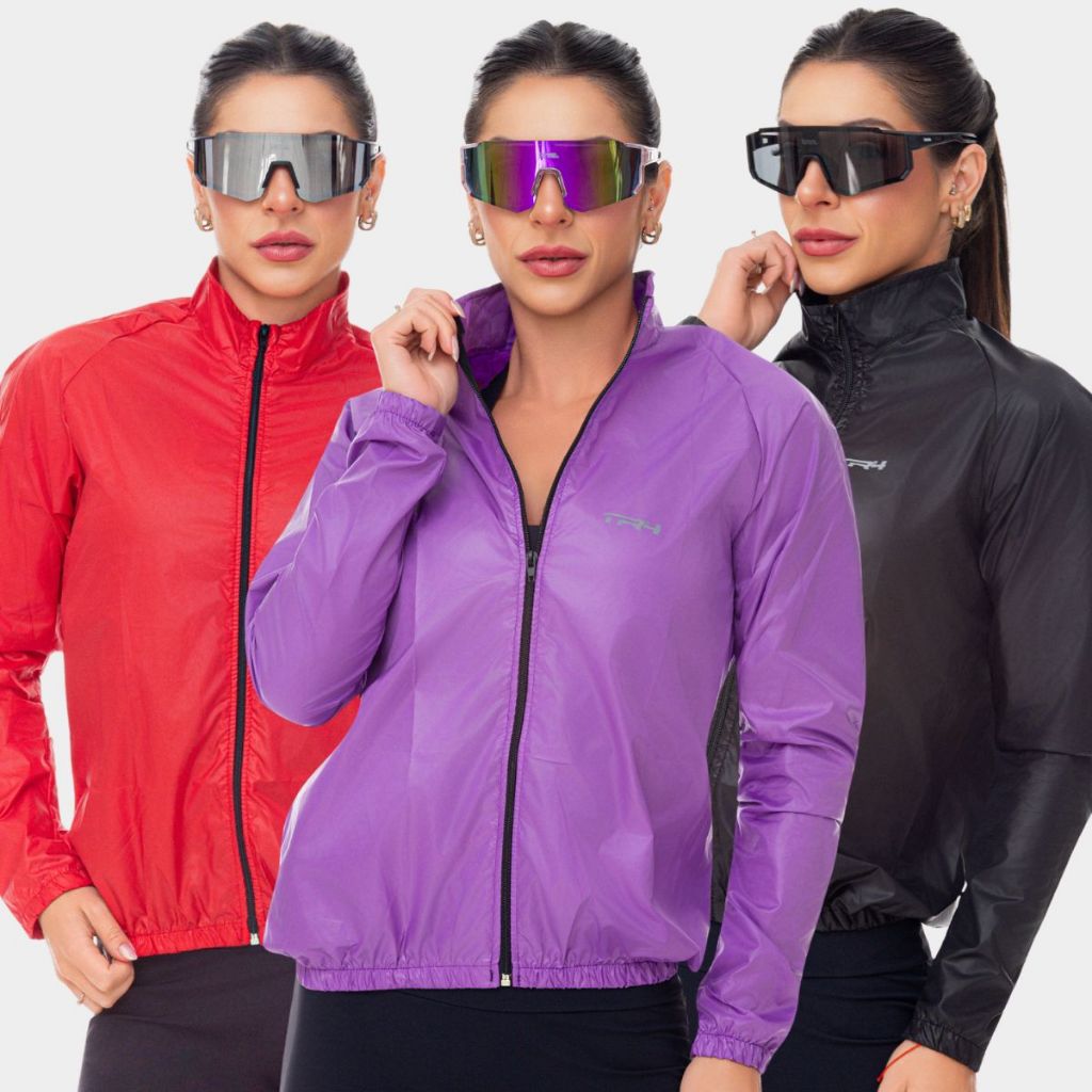 Jaqueta Corta Vento Feminina Ciclista Impermeável à Prova d'água Várias Cores Mo