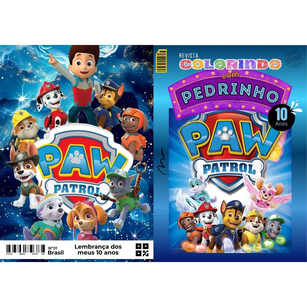 20 Livrinho de Colorir Patrulha Canina Personalizado com Nome e Idade Festa Infantil Aniversário