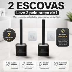 Kit 2 Escovas Silicone Vaso Sanitário Base Banheiro Privada Preta