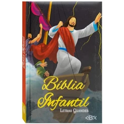Bíblia Infantil Letras Grandes Capa Preta Dura Ilustrada Histórias Bíblicas Cristã