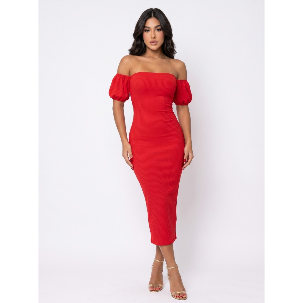 Vestido Mídi Com Bojo Costas Aberta Nua Amarração Ajuste Anarruga Canelado Ciganinha Moda Feminina Tendência Elegante
