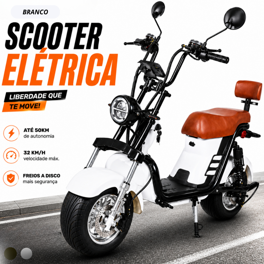 Scooter Elétrica 1000W Motinha Elétrica 32km/h Bicicleta Elétrica Até 150kg