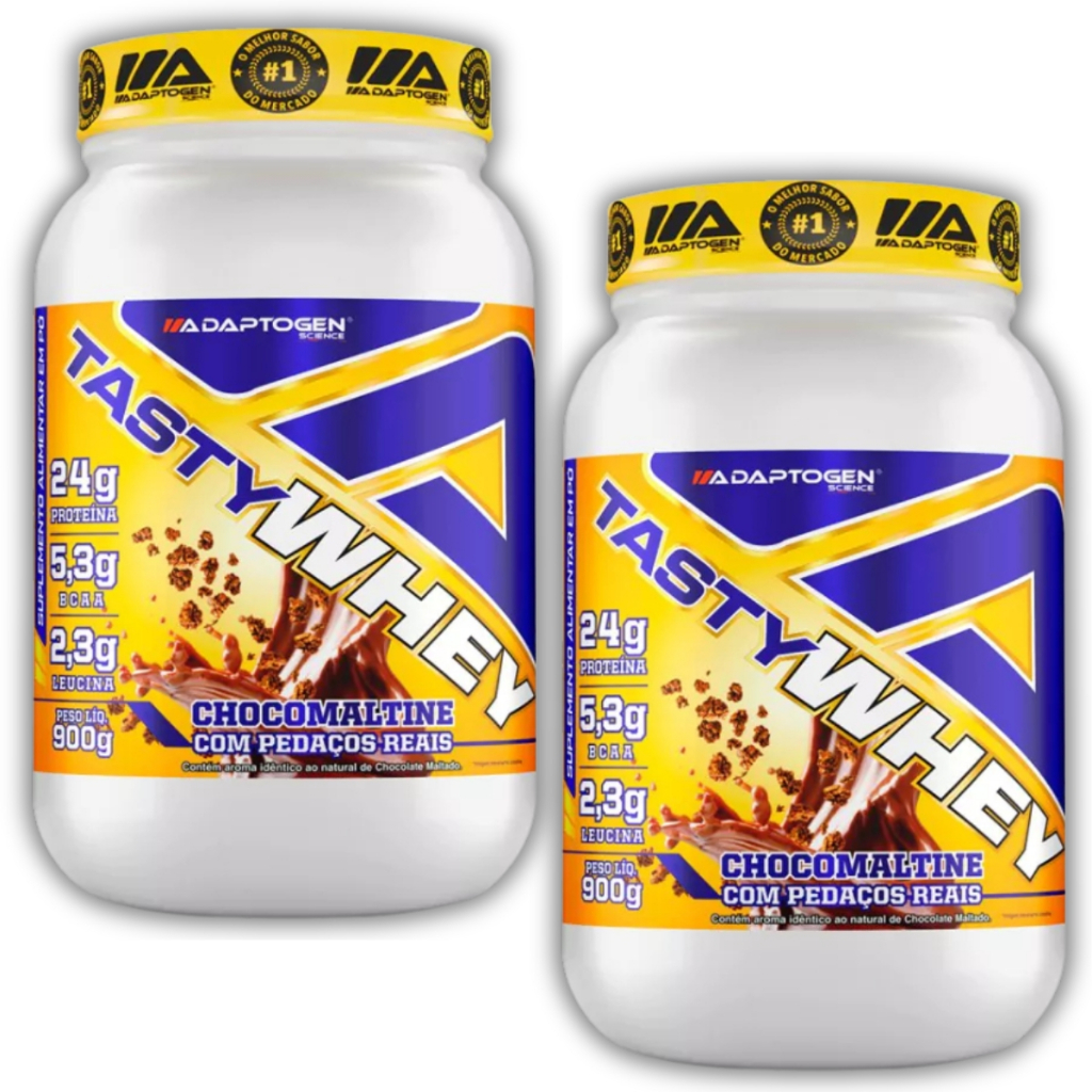 Kit 2x Tasty Whey Adaptogen 900g - Whey Protein 3w Proteína Concentrada Isolada Hidrolisada