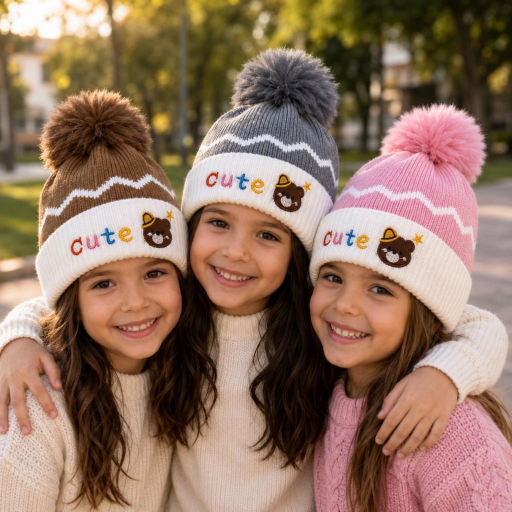 Gorro Touca Infantil Inverno Ursinho Pompom Menino Menina Quentinho Frio