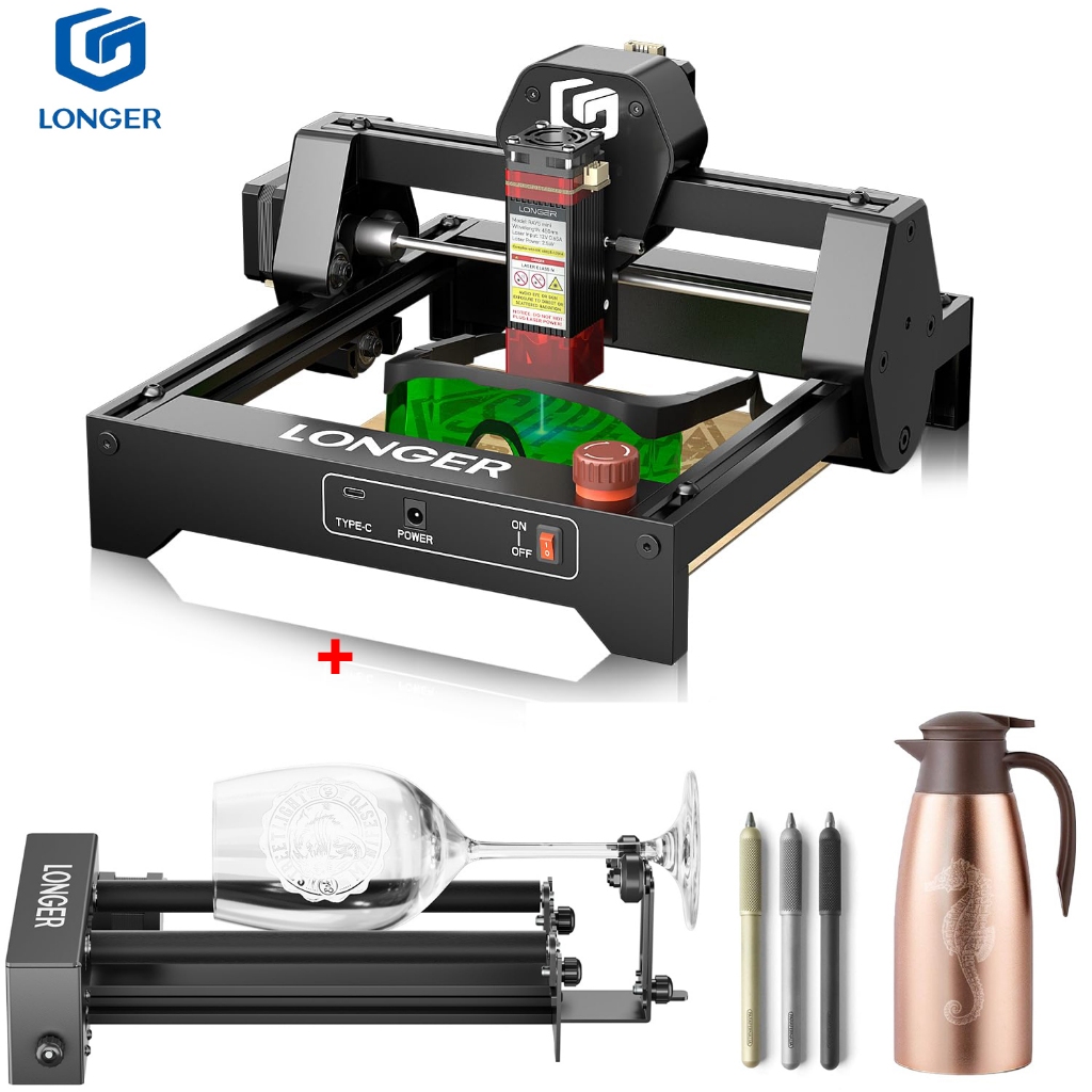 Longer RAY5 Mini 5.5w Máquina de gravação a laser adequada para madeira e metal + módulo de rolo tipo Y