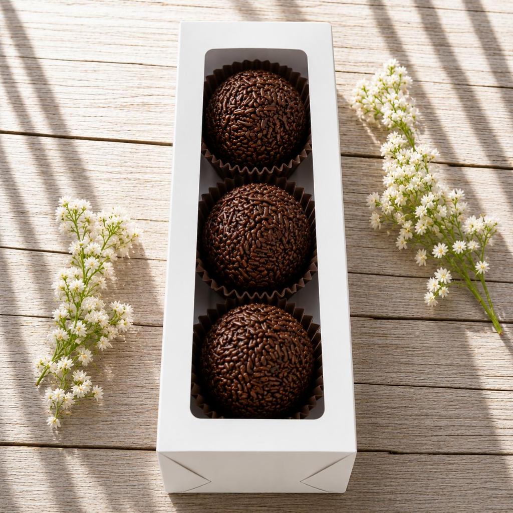 10 caixas embalagens brancas para 3 bombons doces gourmet branco