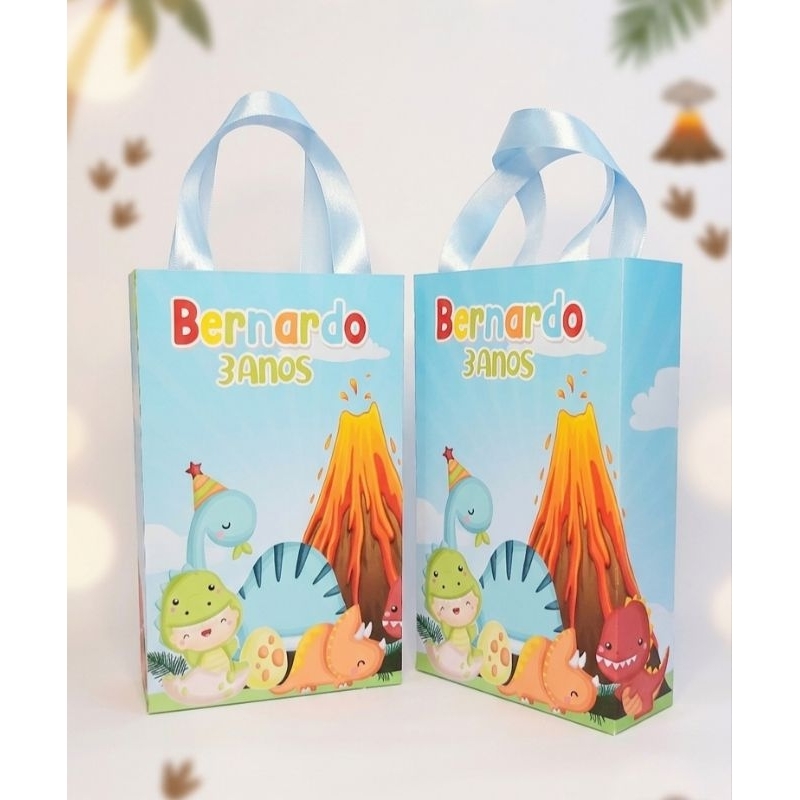 Sacolinha personalizada Dinossauro baby tam P | Dinos baby | festa | aniversario | mêsversario | dinossauros