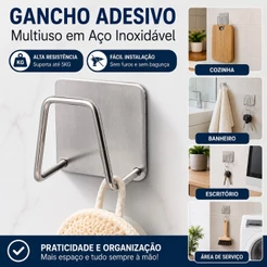 Gancho Aço Inox Com Adesivo Para Esponja Cozinha Parede e Banheiro Multifuncional Sem Furar Parede