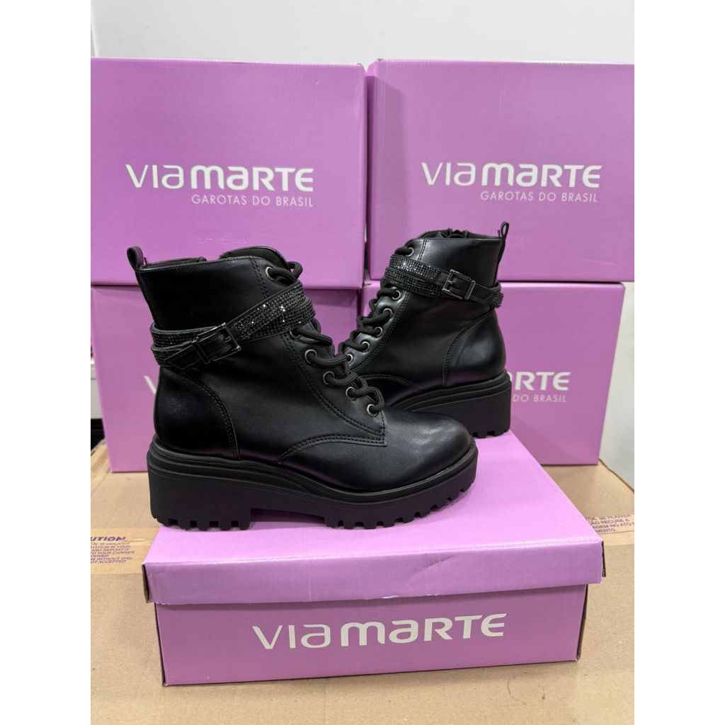 Bota Coturno Via Marte Feminino Casual Dia a Dia Passeio Inverno com Strass 009-010